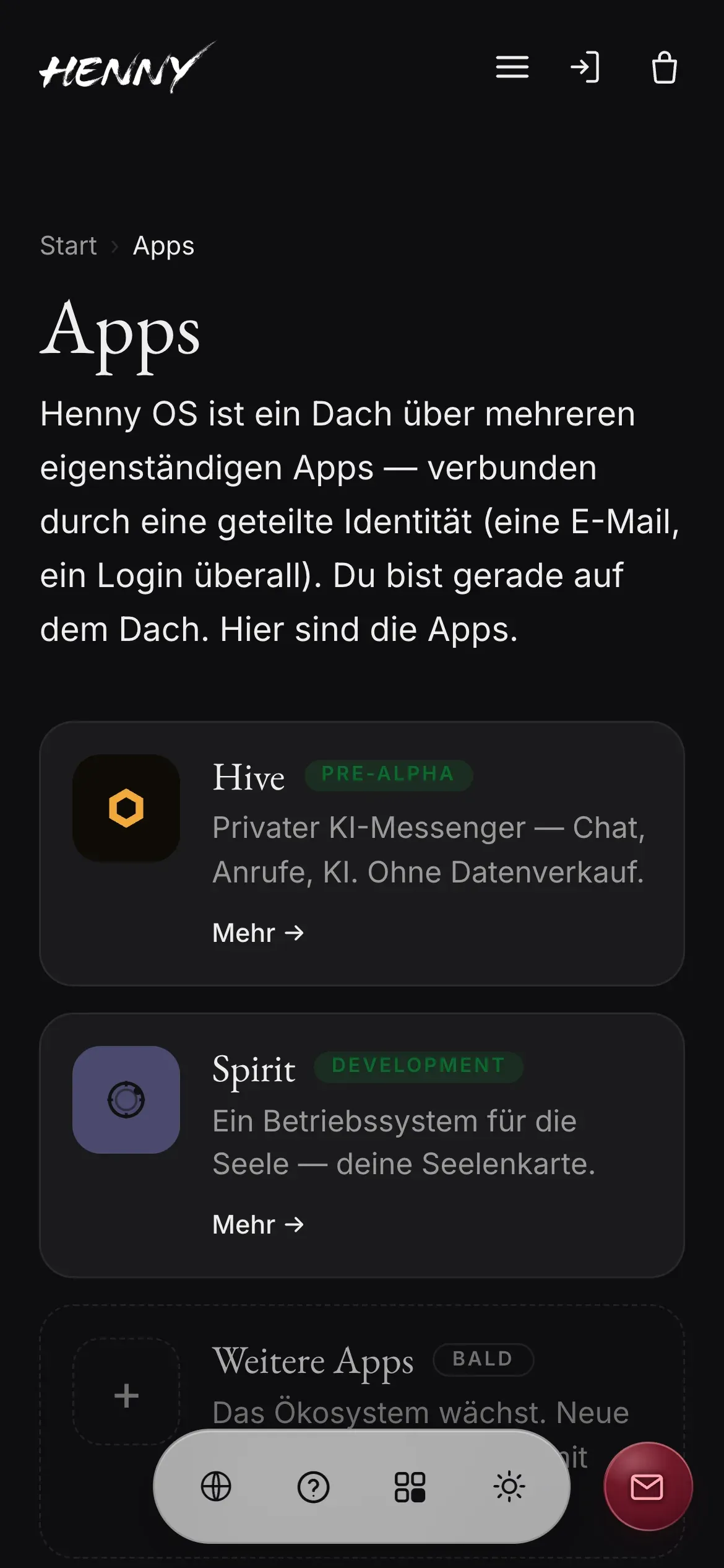 نظرة عامة على تطبيقات ⁦Henny OS⁩ على ⁦iPhone⁩